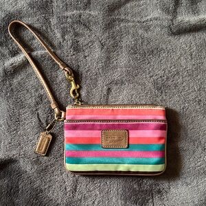 Coach Vibrant Striped Wristlet